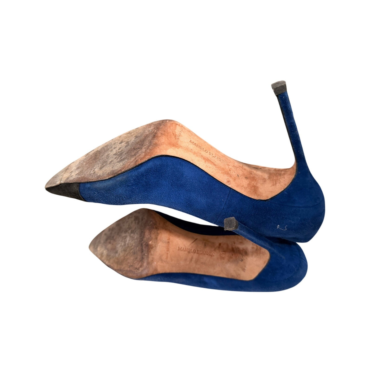 Manolo Blahnik Blue Suede Cap-Toe Pumps 41