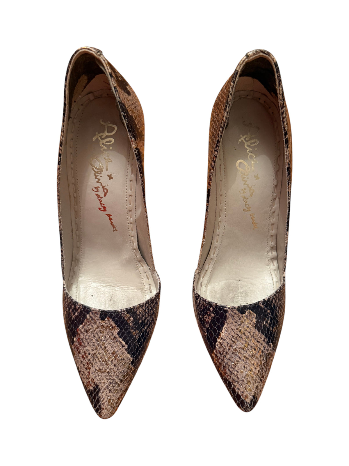 Alice + Olivia Snakeskin Pointed Toe High Heel Pumps Size 39 (US 8) - Image 2