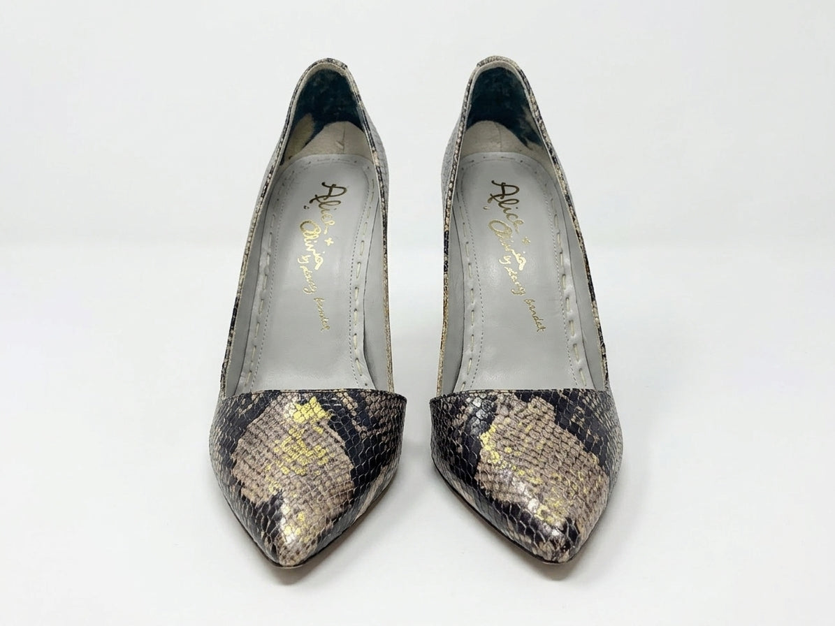 Alice + Olivia Snakeskin Pointed Toe High Heel Pumps Size 39 (US 8) - Image 1