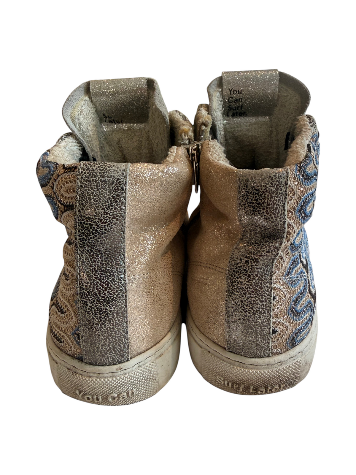 P448 High-Top Sneakers Black Laces Patterned Suede Casual Shoes - 8 - Image 4