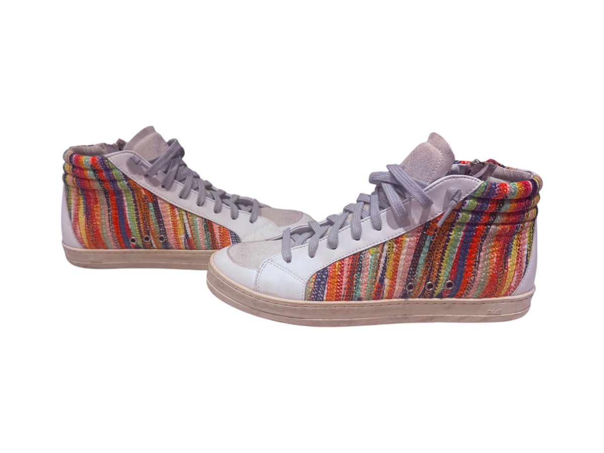 P448 High Top Sneakers Multicolor Leather Suede Side Zipper - EU 39/ US 8 - Image 2