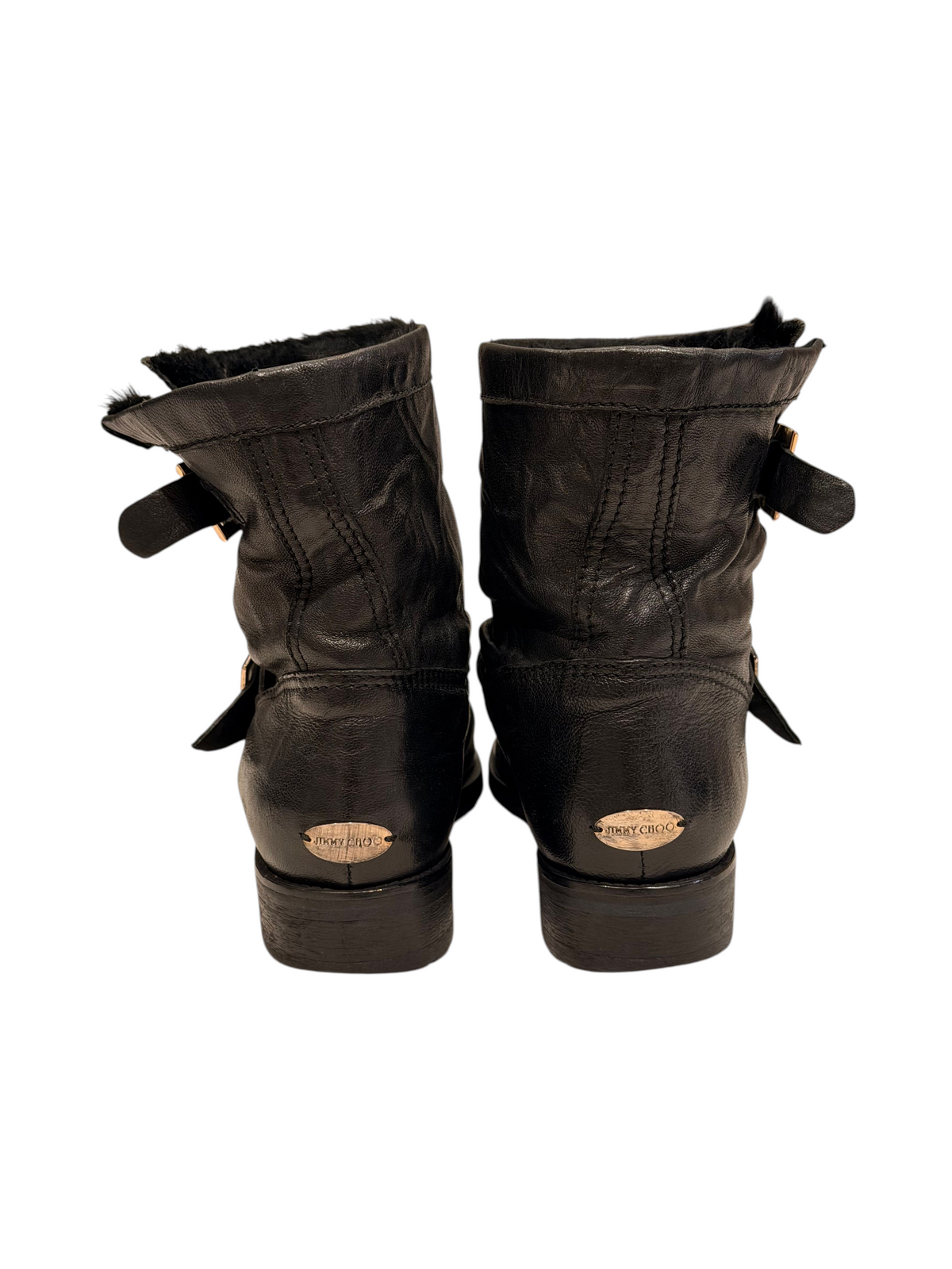 Jimmy Choo Leather Moto Boots Women's 8.5 Black - Image 5