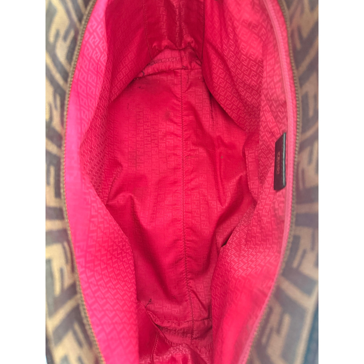 FENDI Zucca Shopper Tote Trompe L'Oeil Pink Baguette