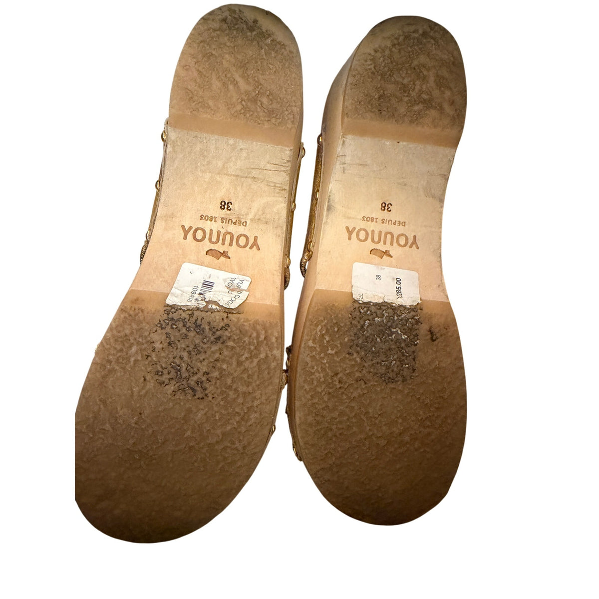 YouYou Depuis 1803 Gold Metallic Leather Knot Clog Mule EU 38/ US 8