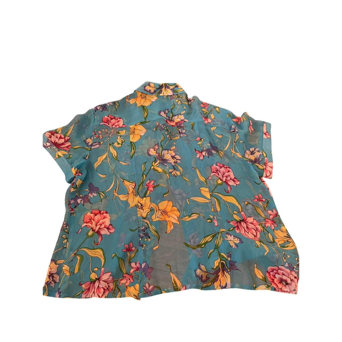 Spenser Jeremy Aqua Floral Silk Blouse XL (Fits M/L)