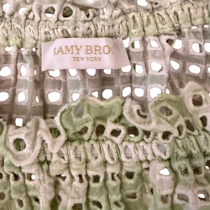 Ramy Brook Lucien Cotton Eyelet Green & White Top - Small