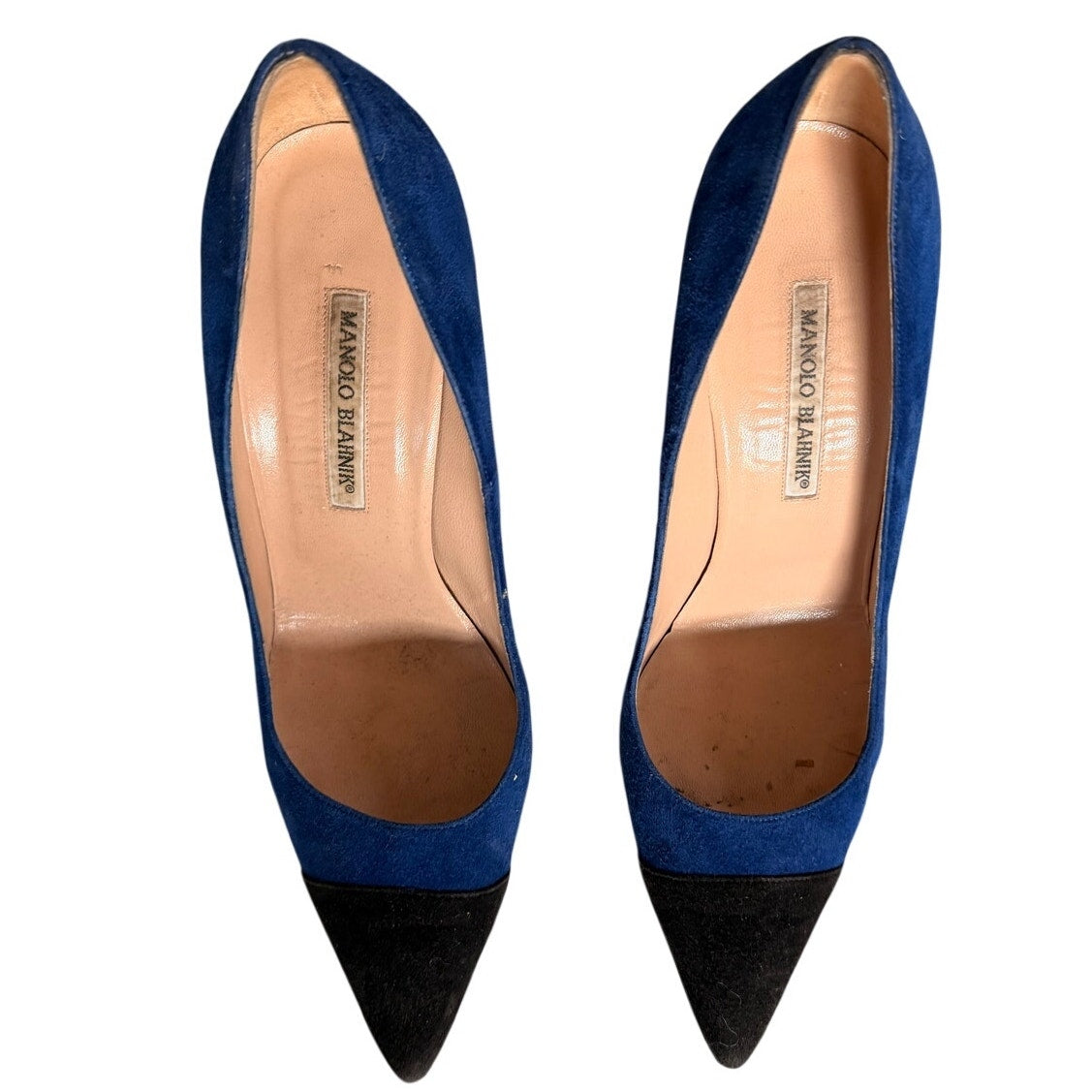 Manolo Blahnik Blue Suede Cap-Toe Pumps 41