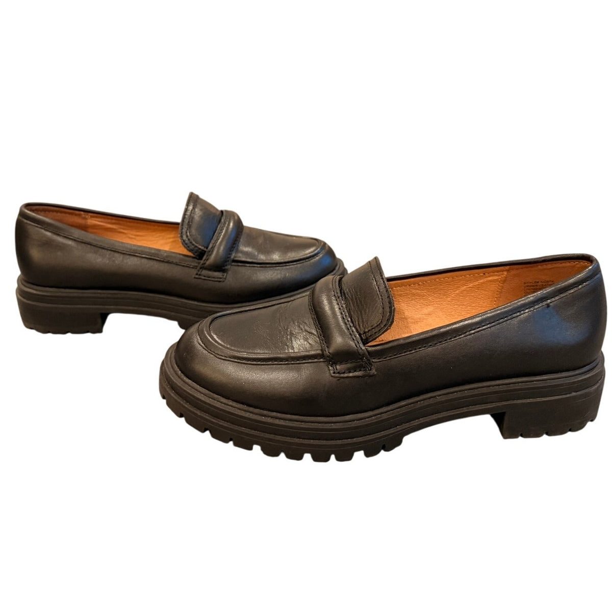 Madewell Black Loafers with Lug Sole - Size 8