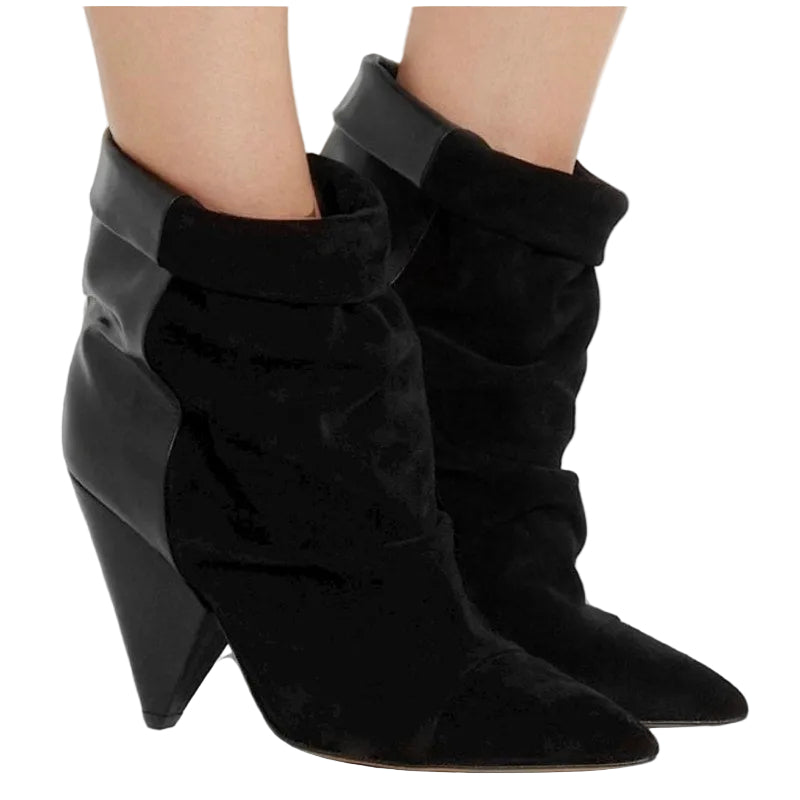 Isabel Marant Andrew Boot Slouchy Suede & Leather Pointed Toe Bootie - 7.5