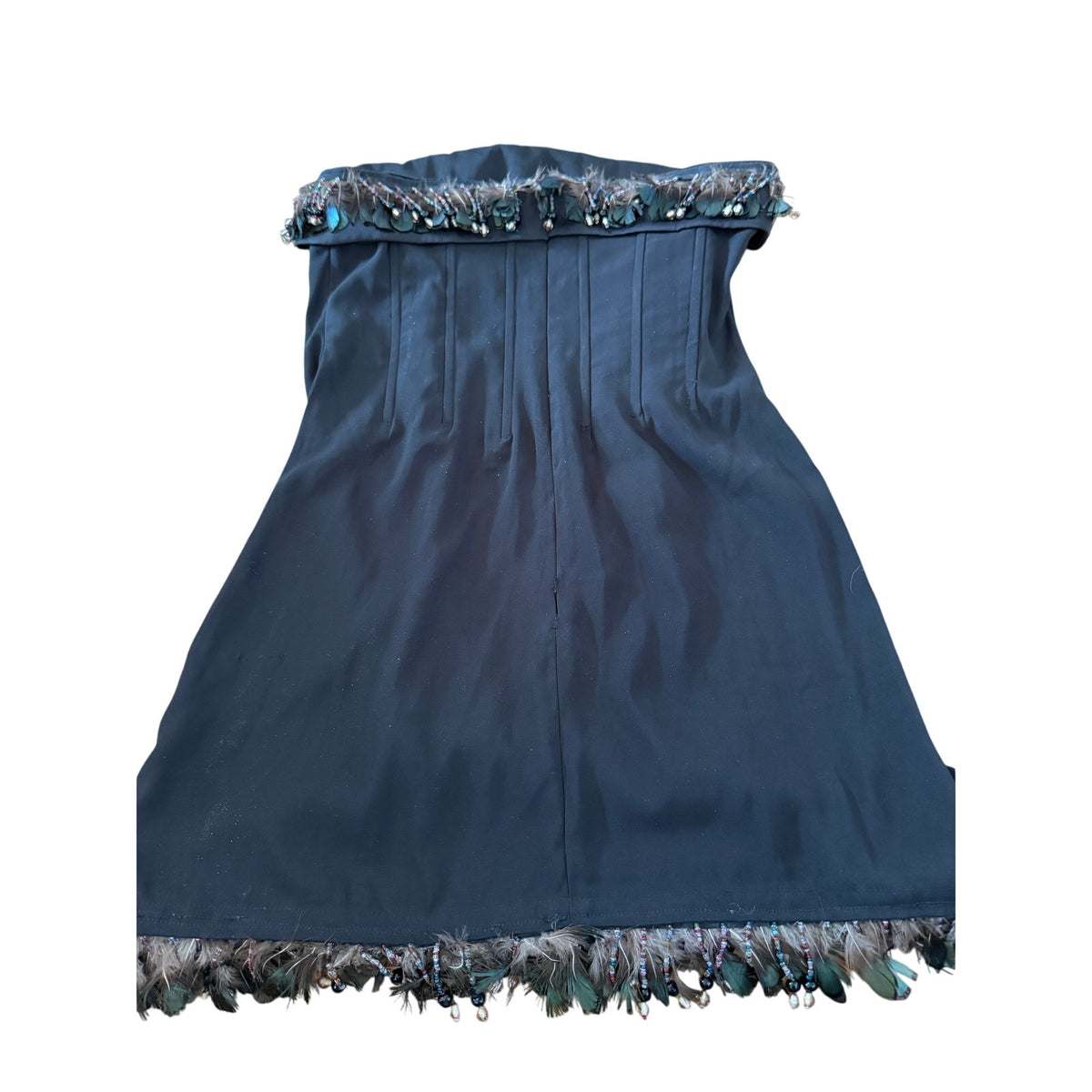 REIMAGINED by Bailey Grace One of a Kind Custom Bead & Feather Mini Dress - M