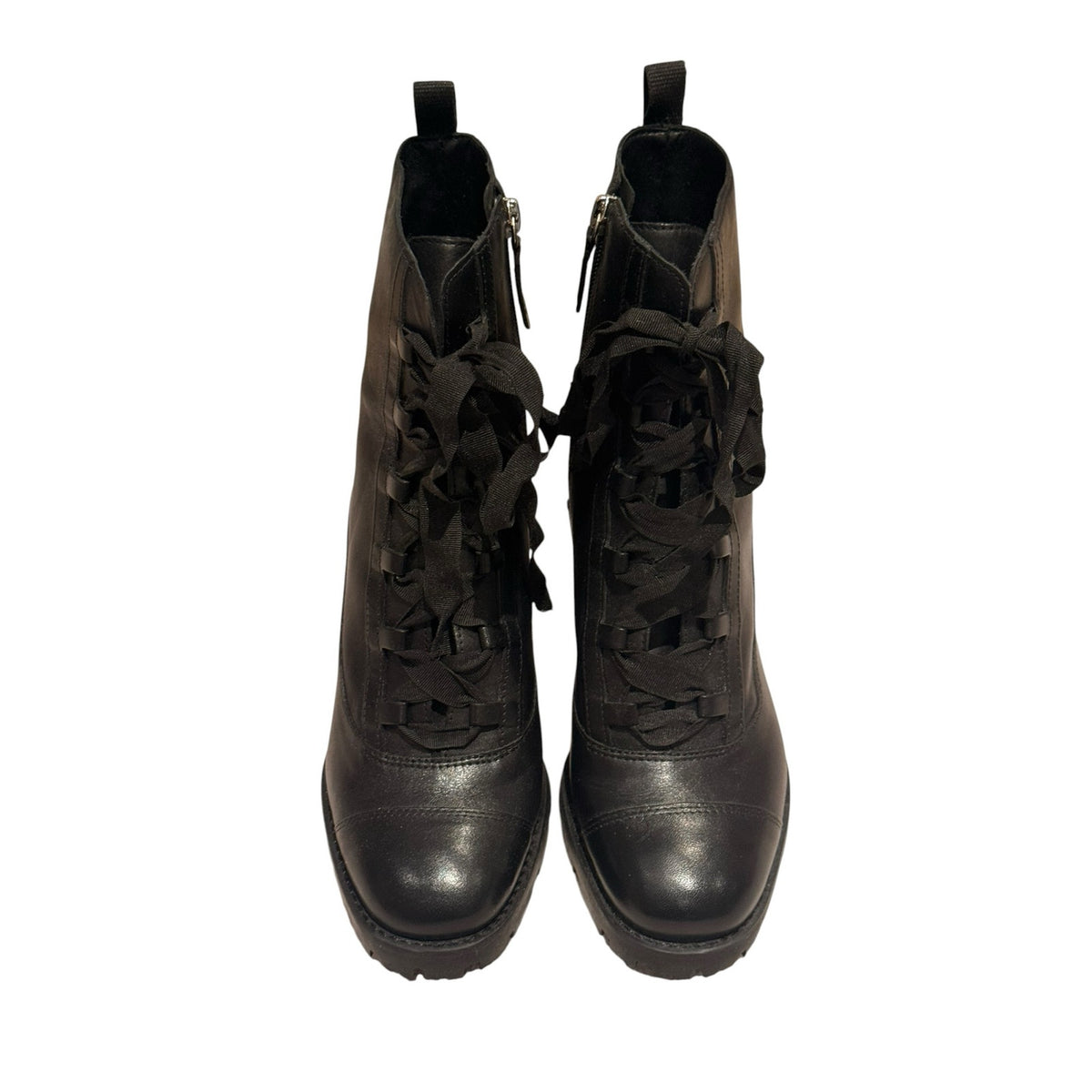 Black Kaile Lace-Up Ankle Boots with Block Heel