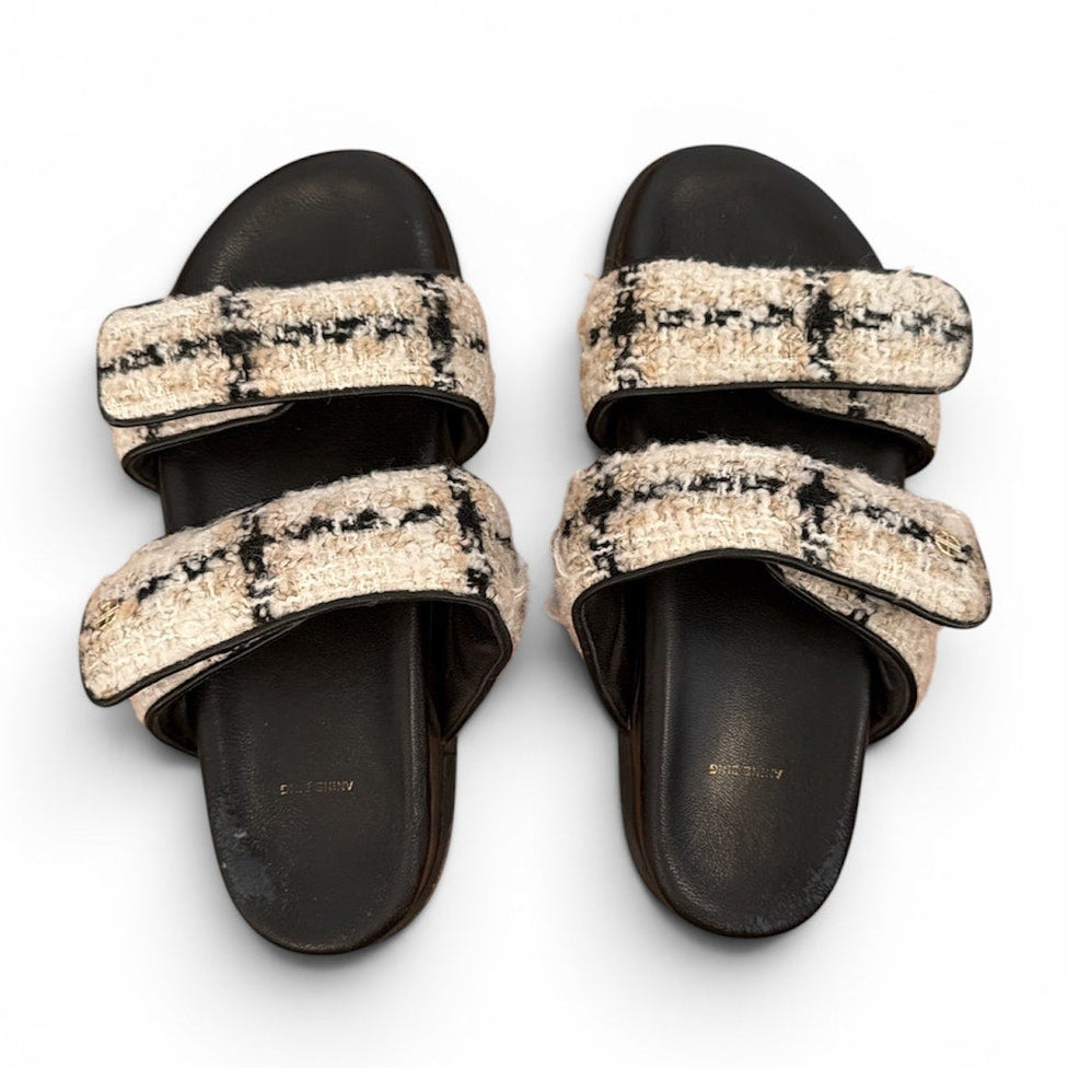 Anine Bing Beige Plaid Sid Sandals Size 38