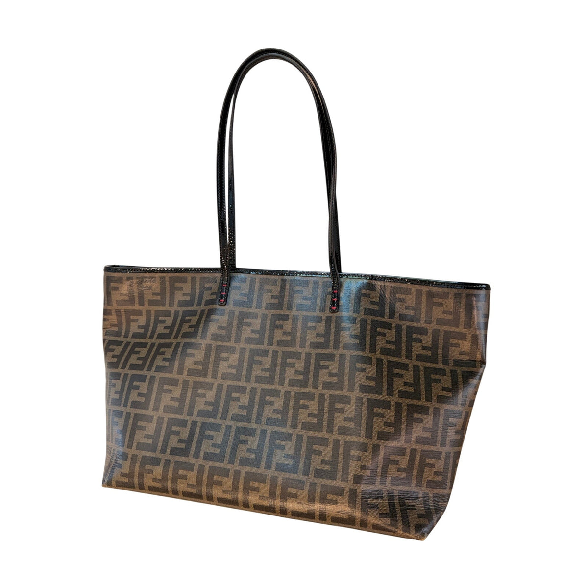FENDI Zucca Shopper Tote Trompe L'Oeil Pink Baguette