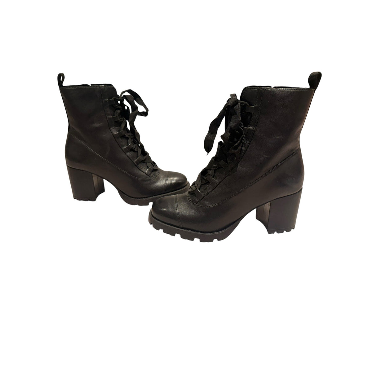 Black Kaile Lace-Up Ankle Boots with Block Heel