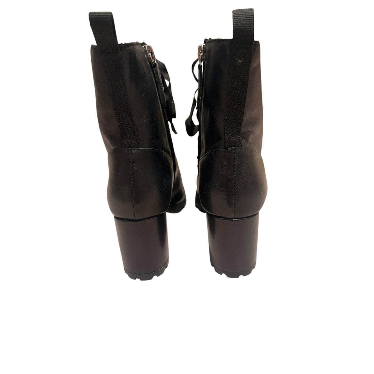 Black Kaile Lace-Up Ankle Boots with Block Heel