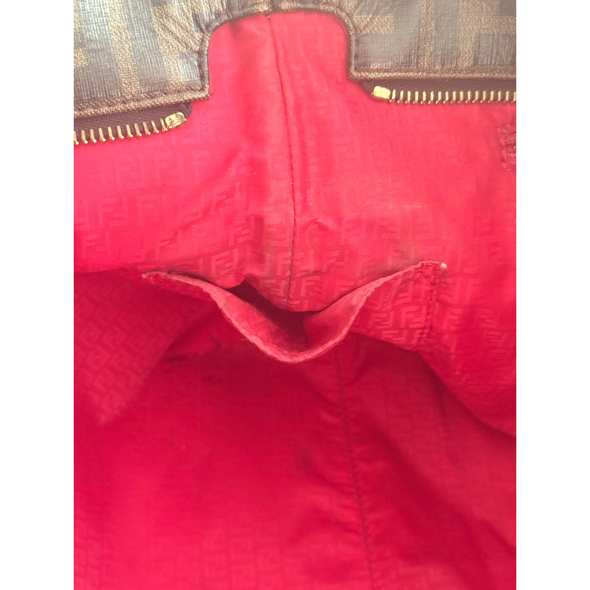 FENDI Zucca Shopper Tote Trompe L'Oeil Pink Baguette