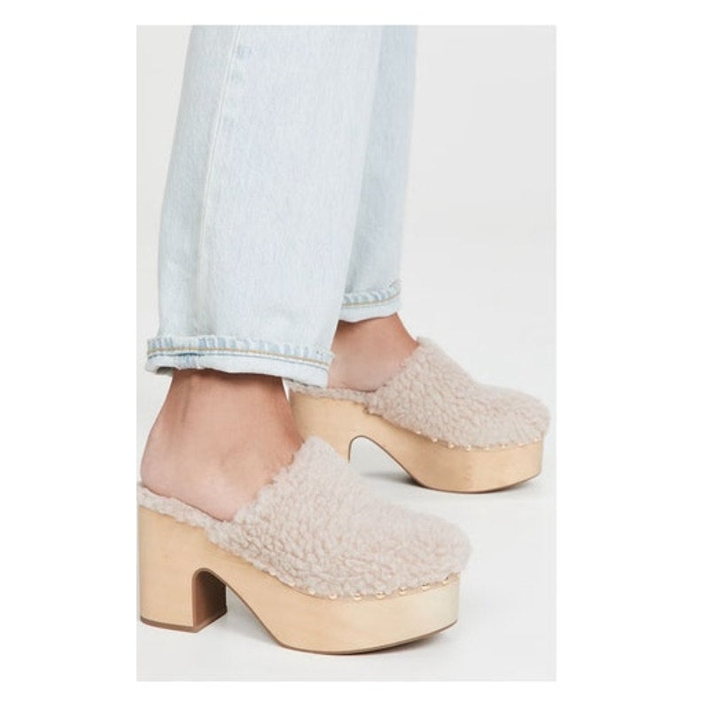 Aster Beige Aster Block Heel Clog Heels Size 8